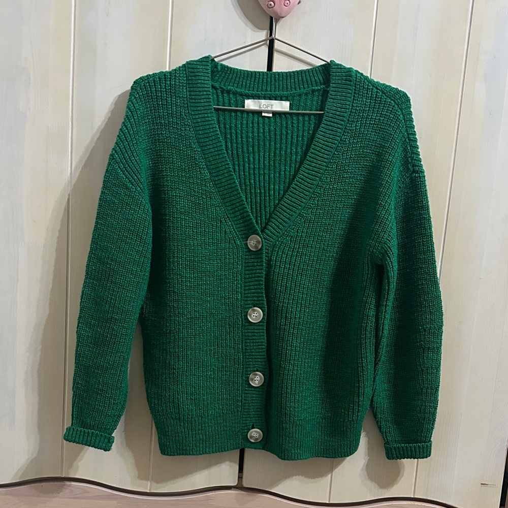LOFT Emerald Button-Up Cardigan